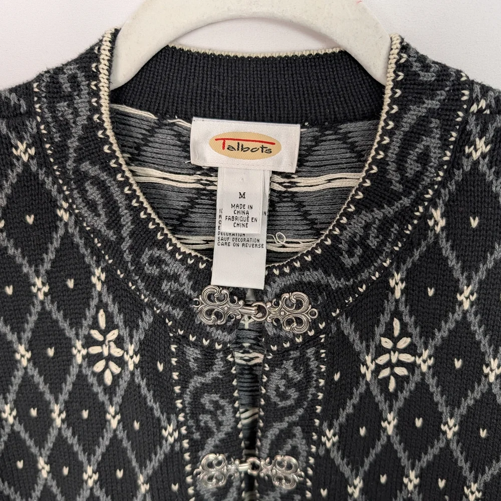 Talbots Nordic Fair Isle Knit Cardigan M - Picture 5 of 9